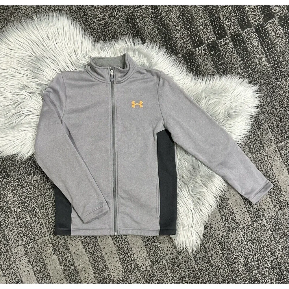 Under Armour Youth Cold Gear Zip-Up Jacket Size Large With Orange‎ Detailings